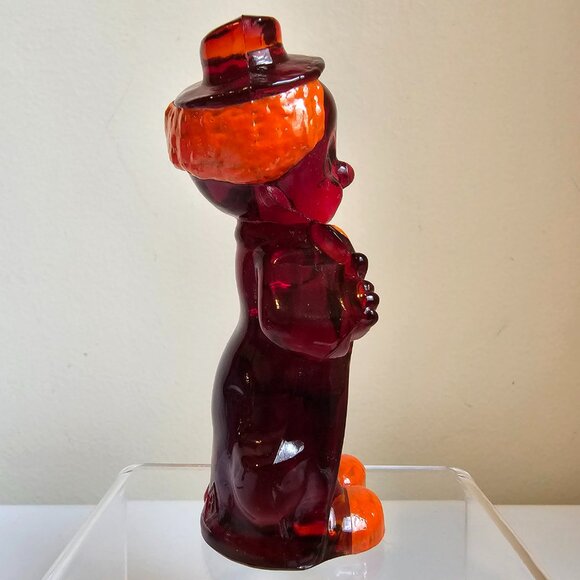 Boyd Art Glass Chuckles the Clown Hand Painted Ruby Red UV Reactive Vintage 4" - Picture 3 of 8
